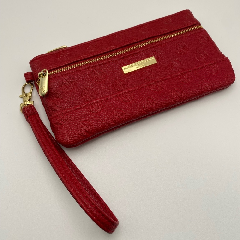 Adrienne Vittadini EUC Red Double Zip Wallet